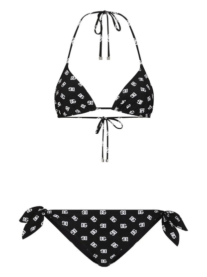 Dg-Logo Print Triangle-Cup Bikini Set