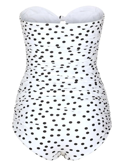 Polka Dot-Print Strapless Swimsuit