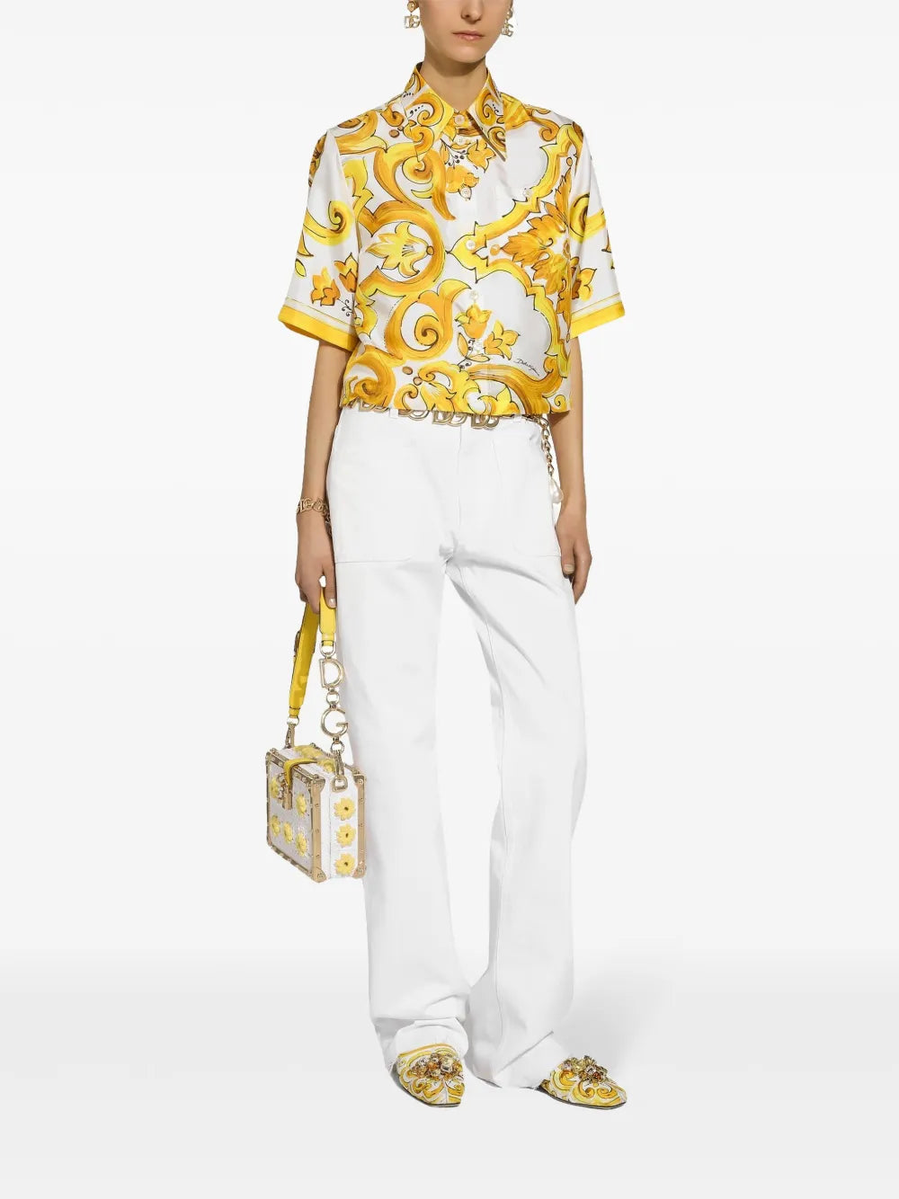 Majolica-Print Silk Shirt