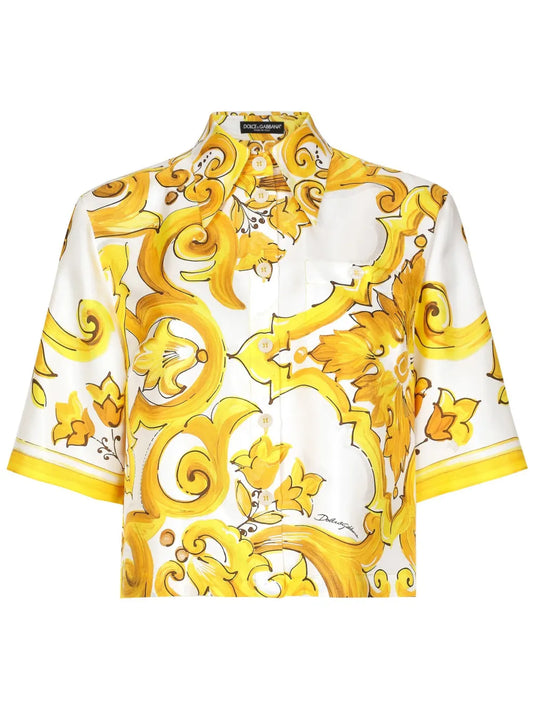 Majolica-Print Silk Shirt