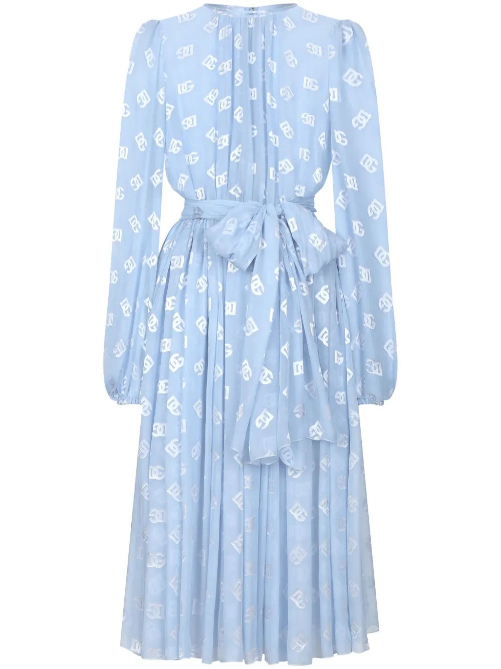 Monogram-Jacquard Chiffon Midi Dress