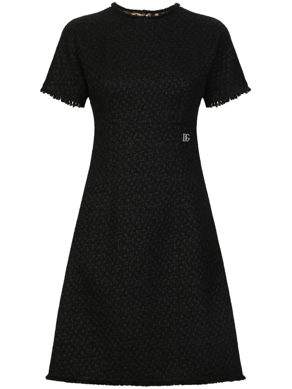 Appliqué-Logo Bouclé Mini Dress