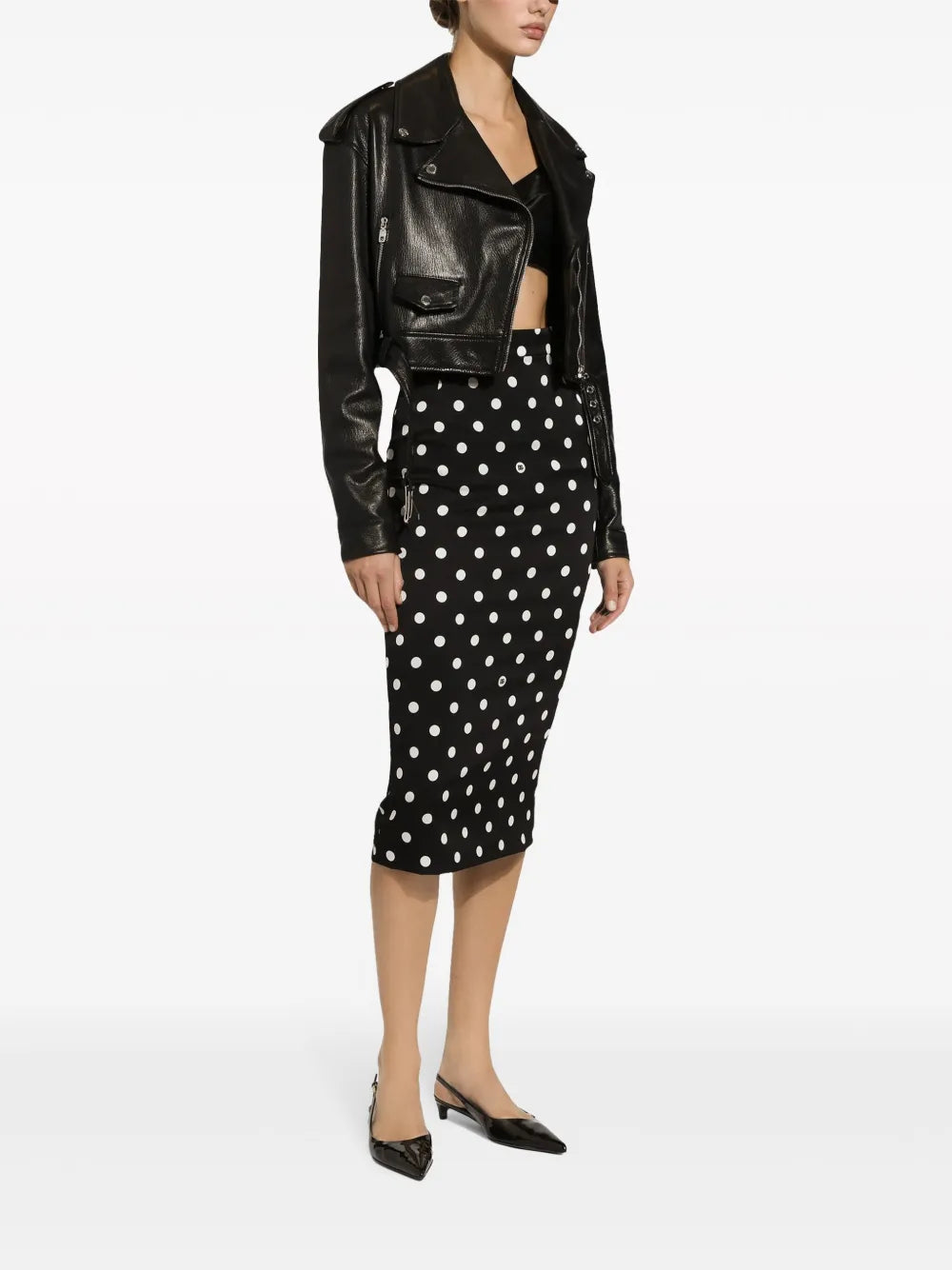 Cropped Leather Biker Jacket