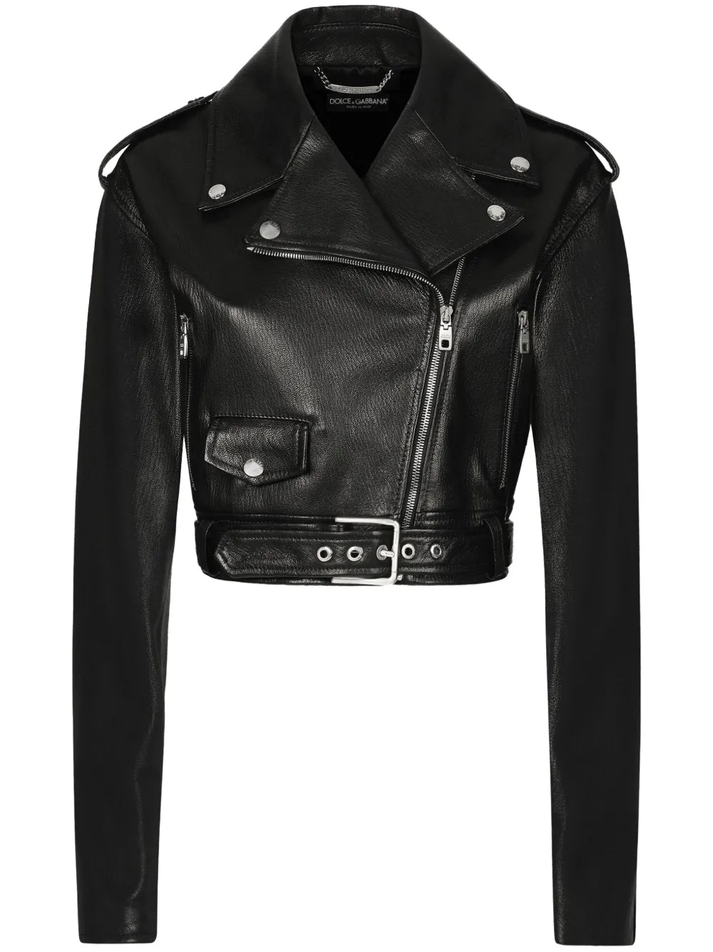 Cropped Leather Biker Jacket