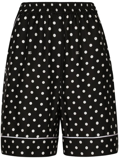 Polka-Dot Silk Twill Shorts