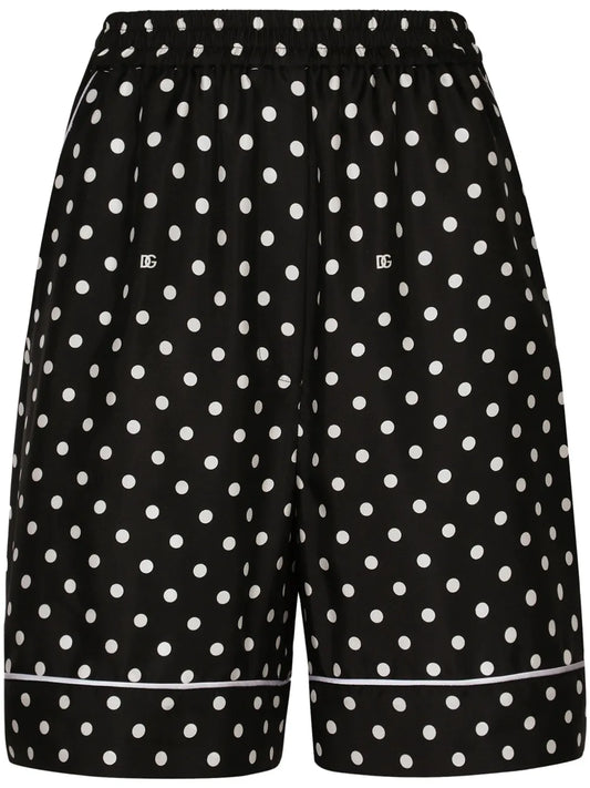 Polka-Dot Silk Twill Shorts