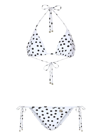 Polka Dot-Print Triangle-Cup Bikini Set