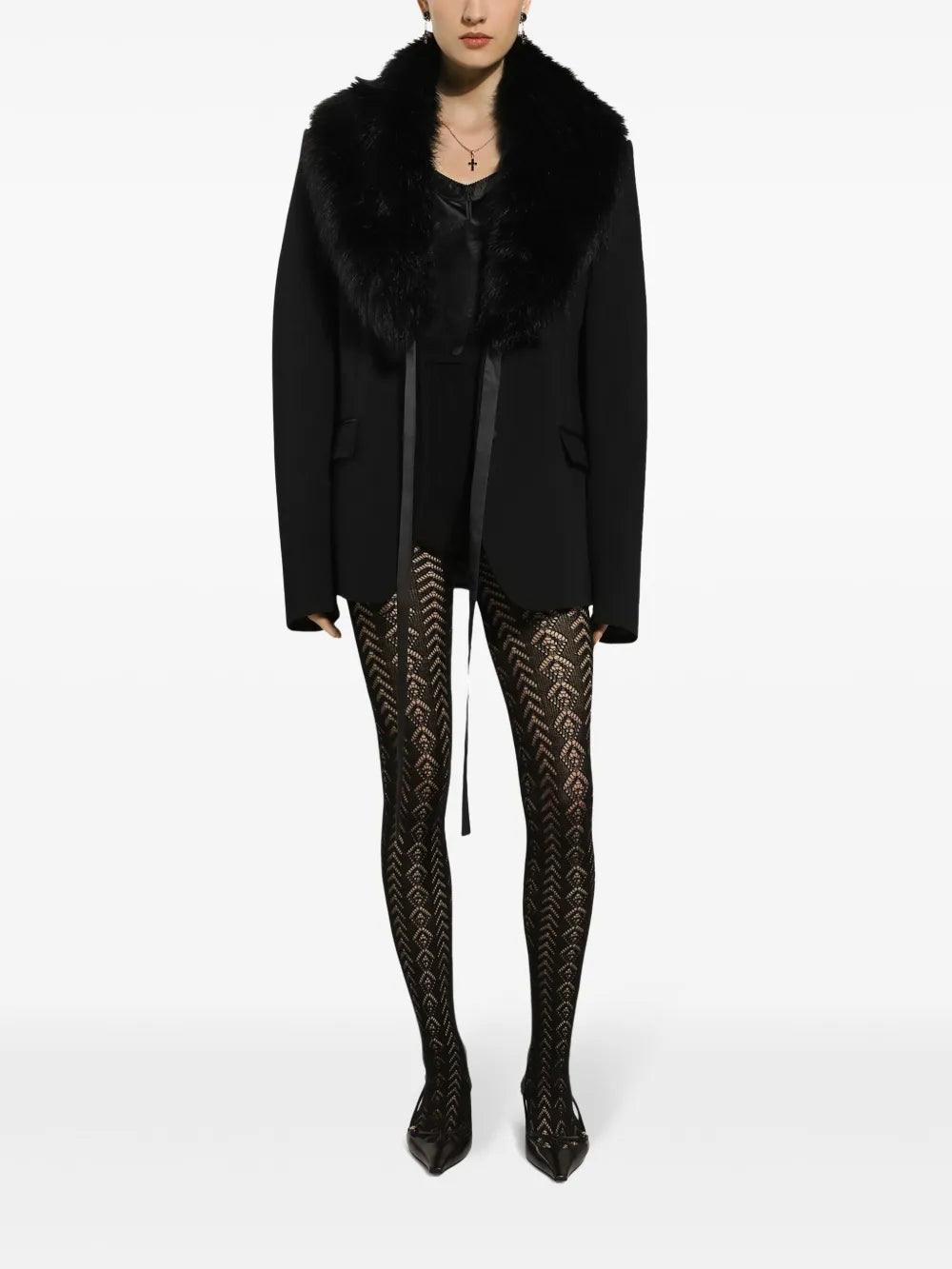 Faux-Fur Collar Blazer