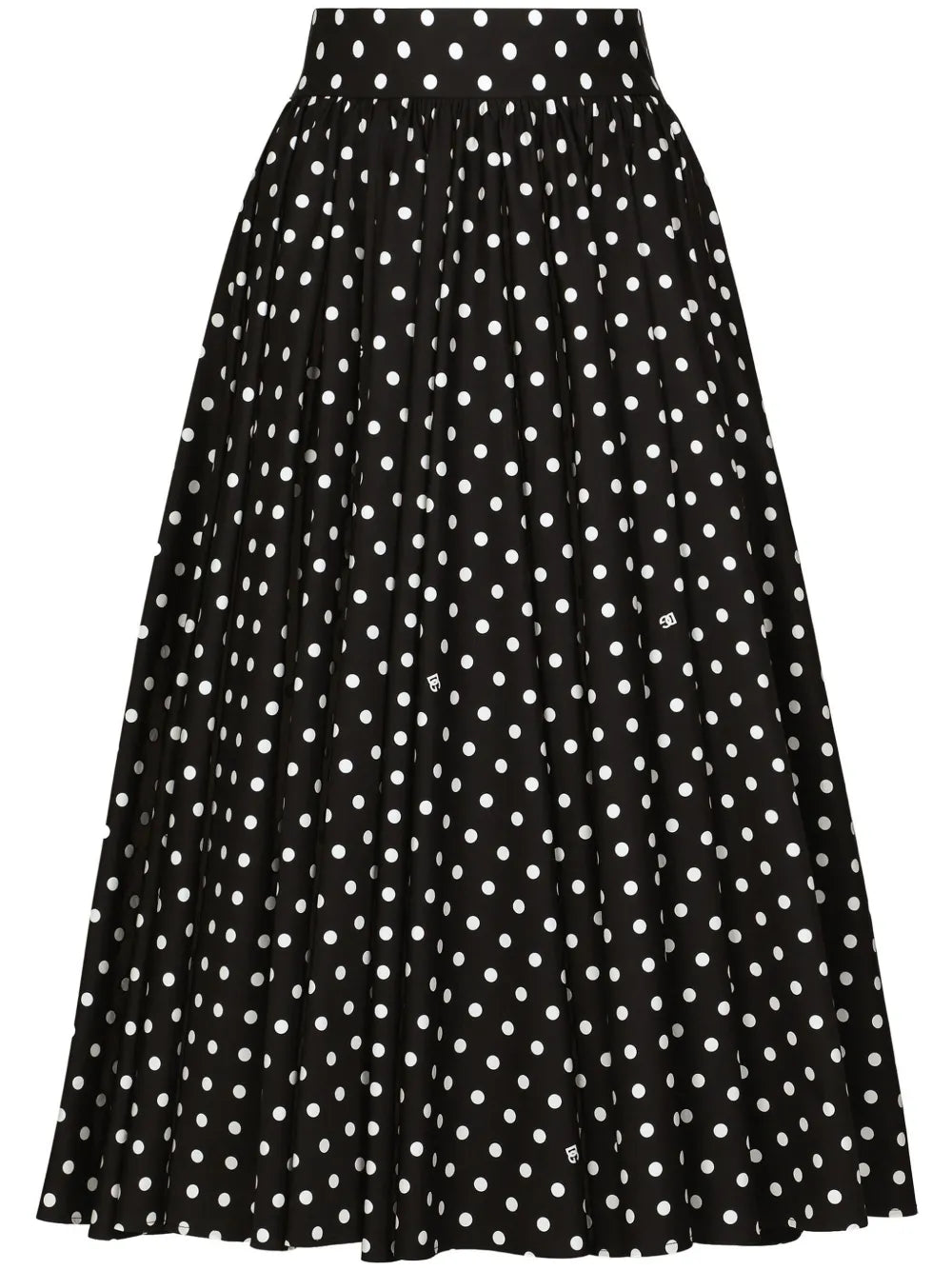 Polka-Dot Cotton Midi Skirt