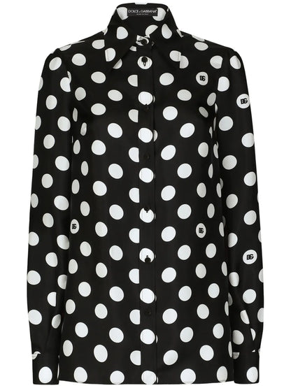 Polka-Dot Silk Twill Shirt