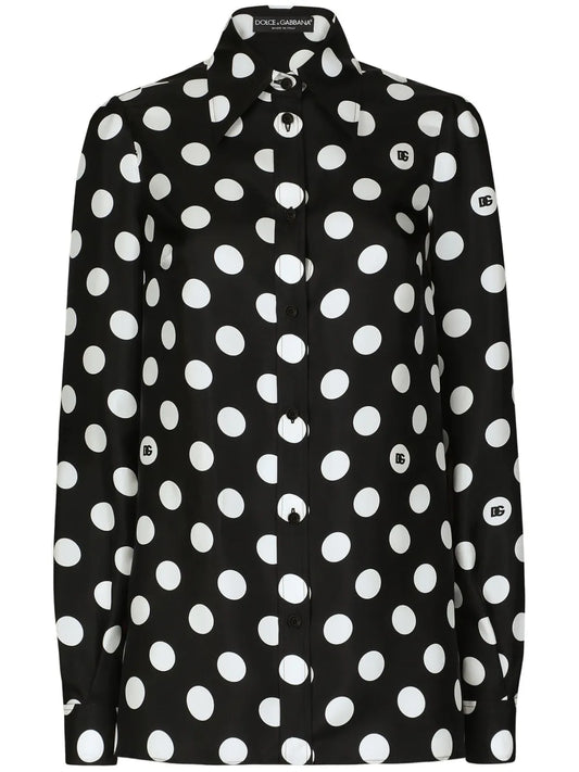 Polka-Dot Silk Twill Shirt