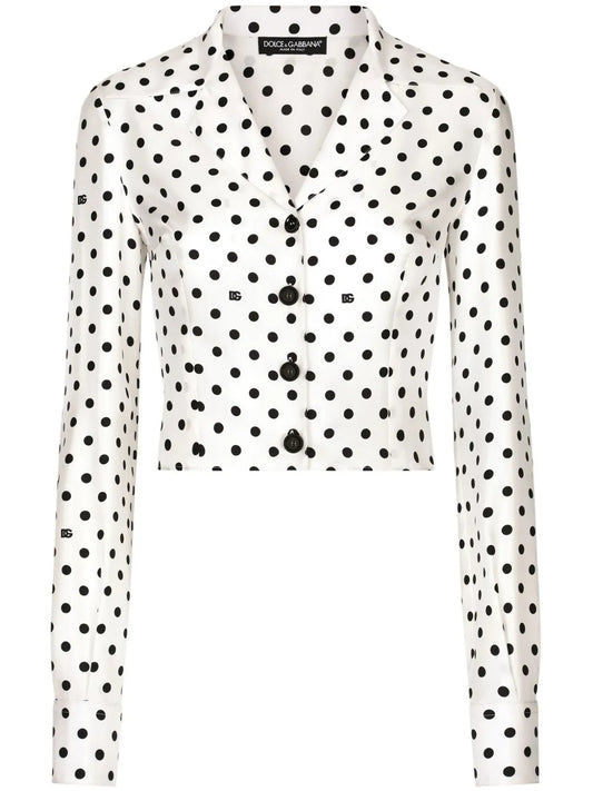 Polka-Dot Silk Shirt