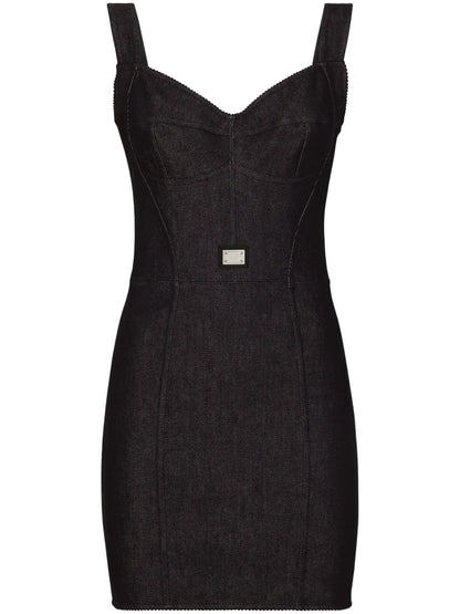 Logo-Plaque Bustier Dress