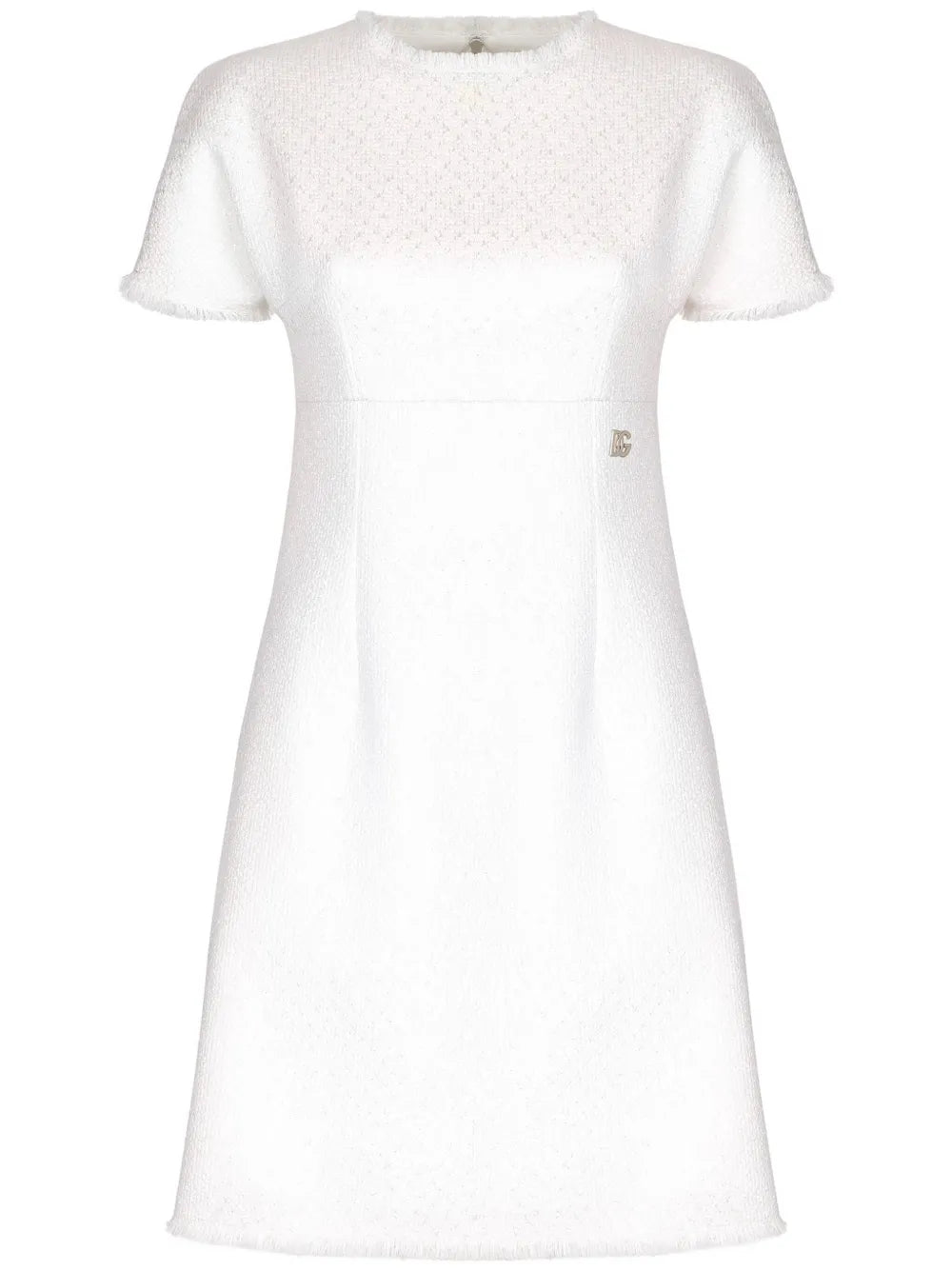 Appliqué-Logo Bouclé Mini Dress