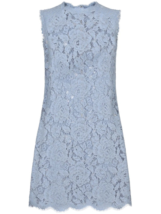 Floral-Lace Shift Mini Dress