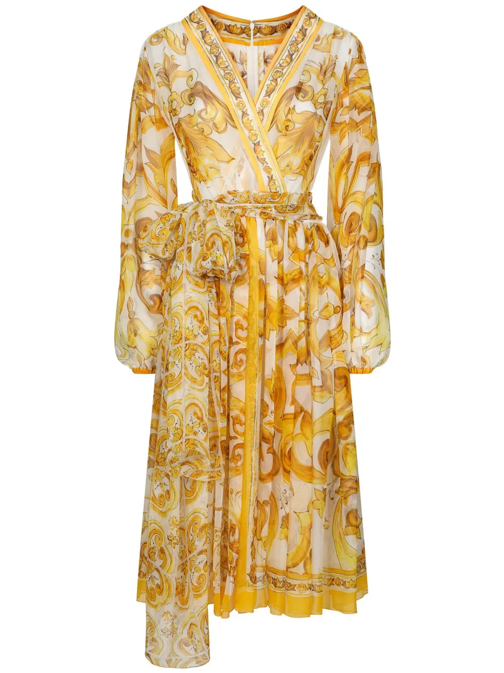 Majolica Silk Wrap Midi Dress