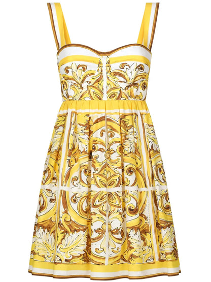 Majolica-Print Cotton Minidress