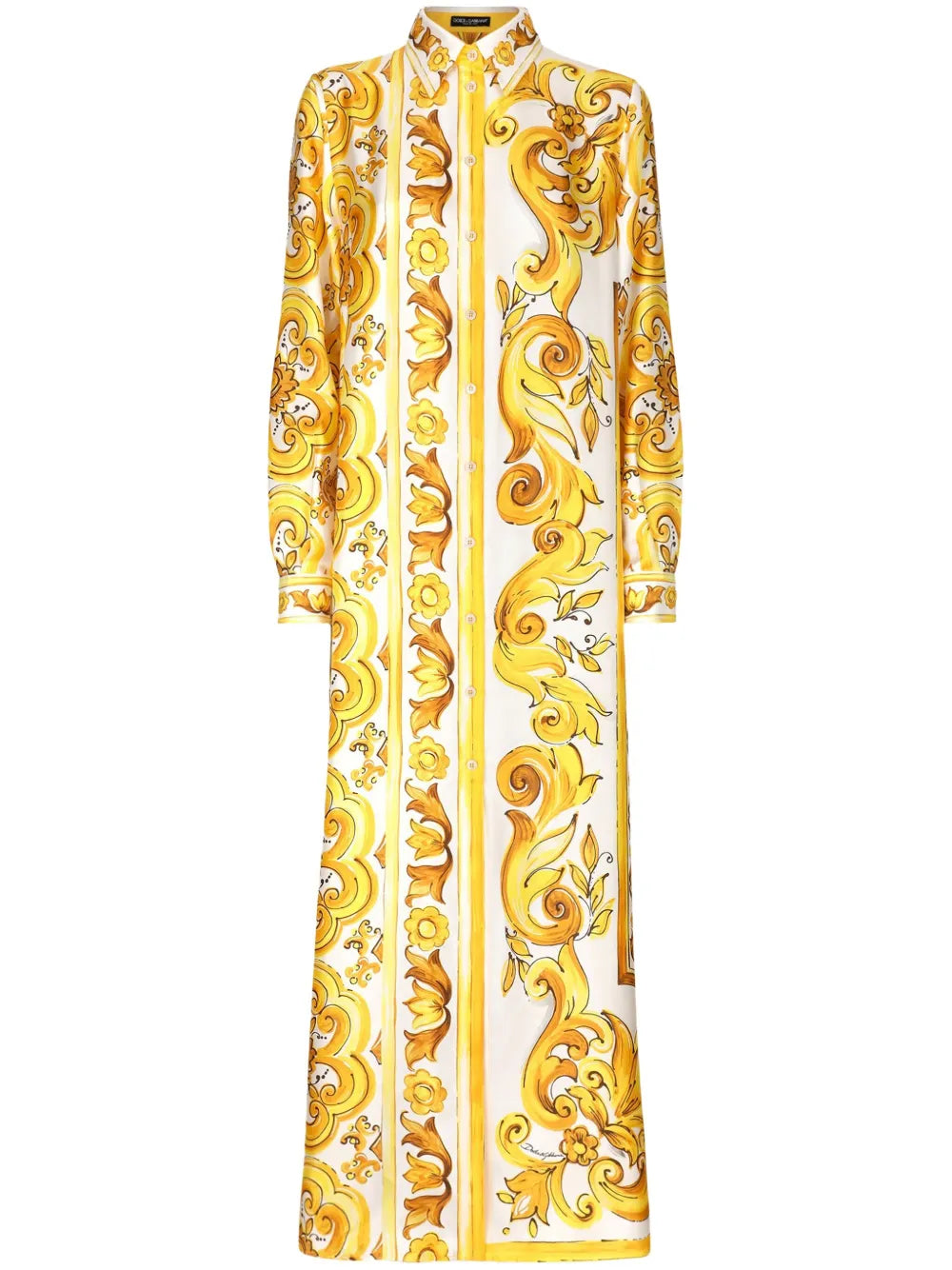 Majolica-Print Silk Dress