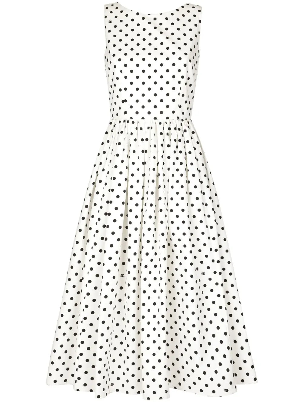 Polka-Dot Cotton Midi Dress
