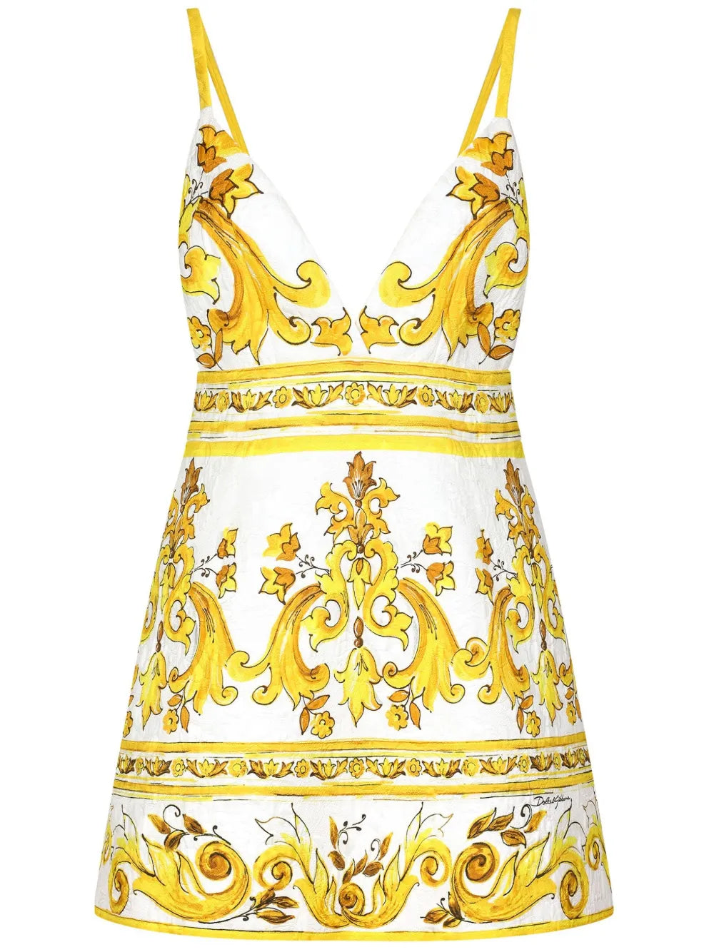 Majolica-Print Silk Minidress