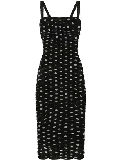 Polka-Dot Tulle Midi Dress