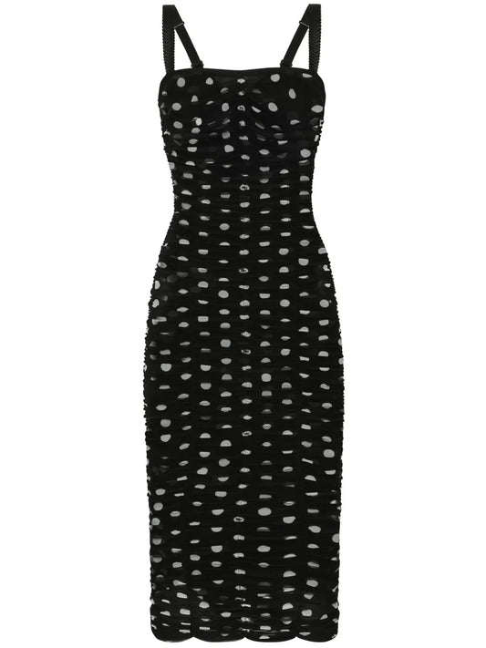 Polka-Dot Tulle Midi Dress