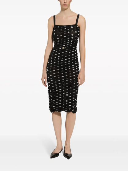 Polka-Dot Tulle Midi Dress
