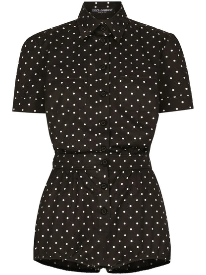 Polka-Dot Cotton Playsuit