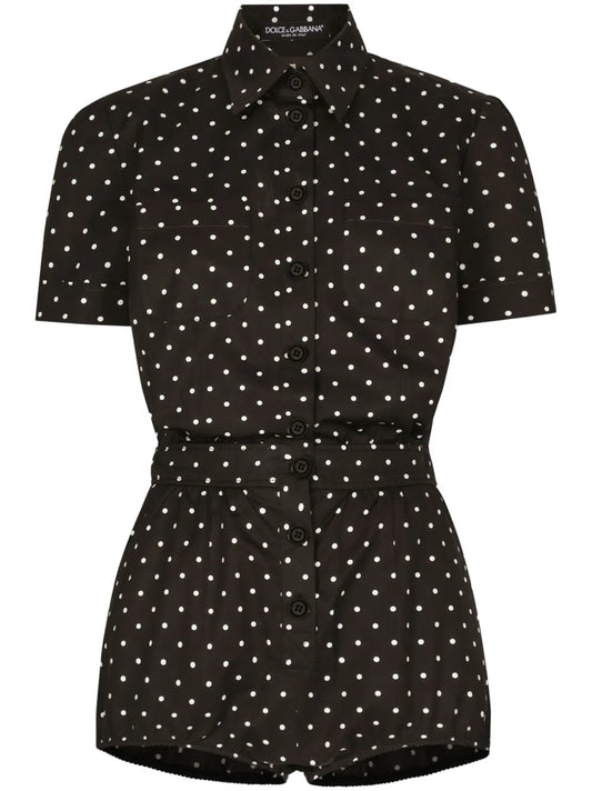 Polka-Dot Cotton Playsuit