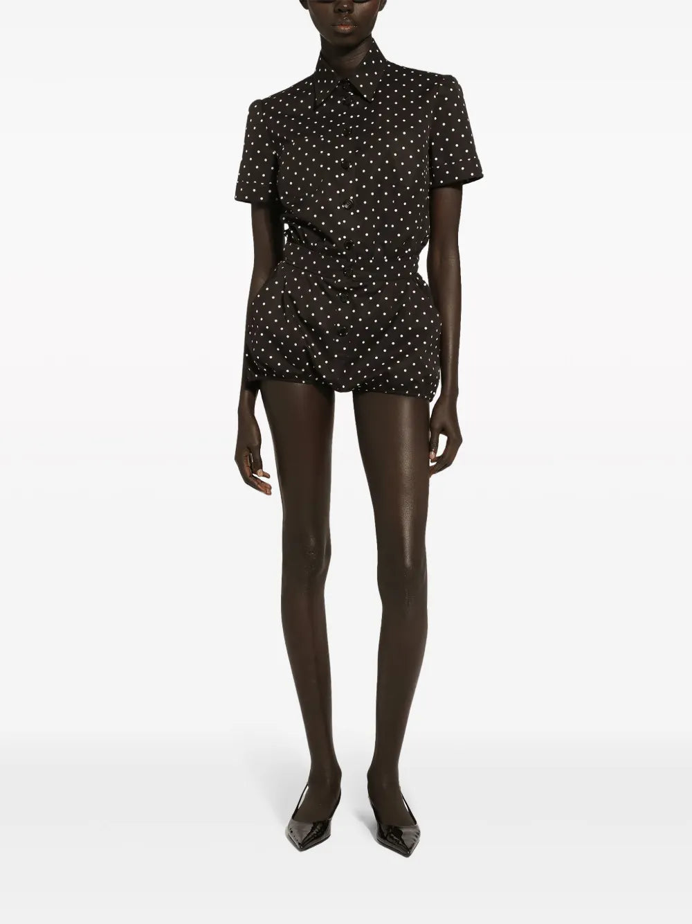 Polka-Dot Cotton Playsuit
