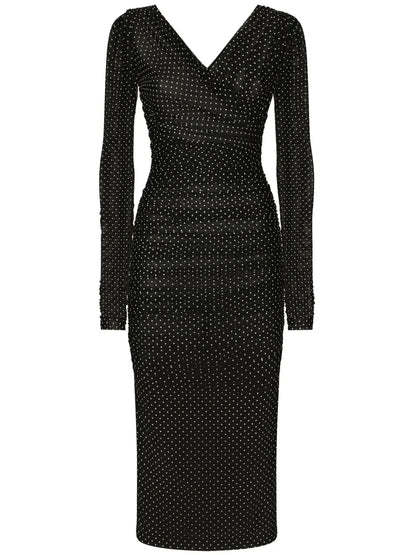 Polka-Dot Tulle Midi Dress