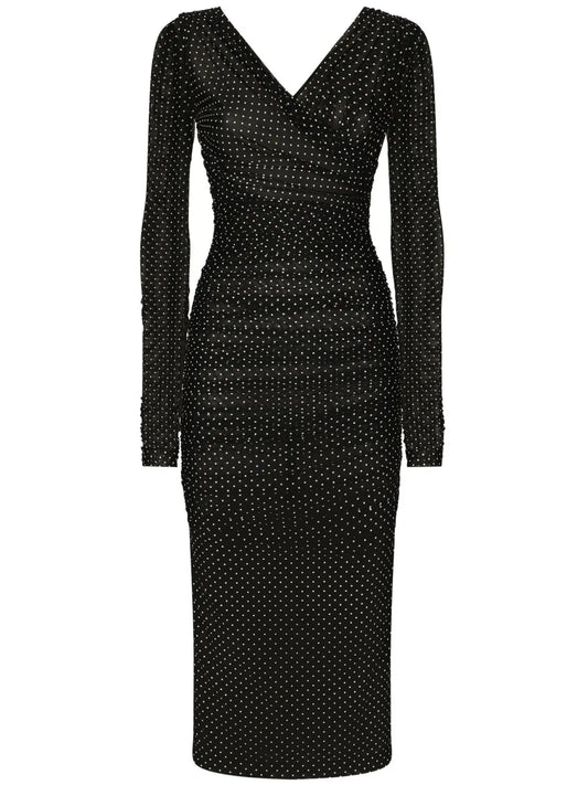 Polka-Dot Tulle Midi Dress