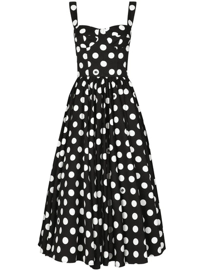 Polka-Dot Corset Midi Dress