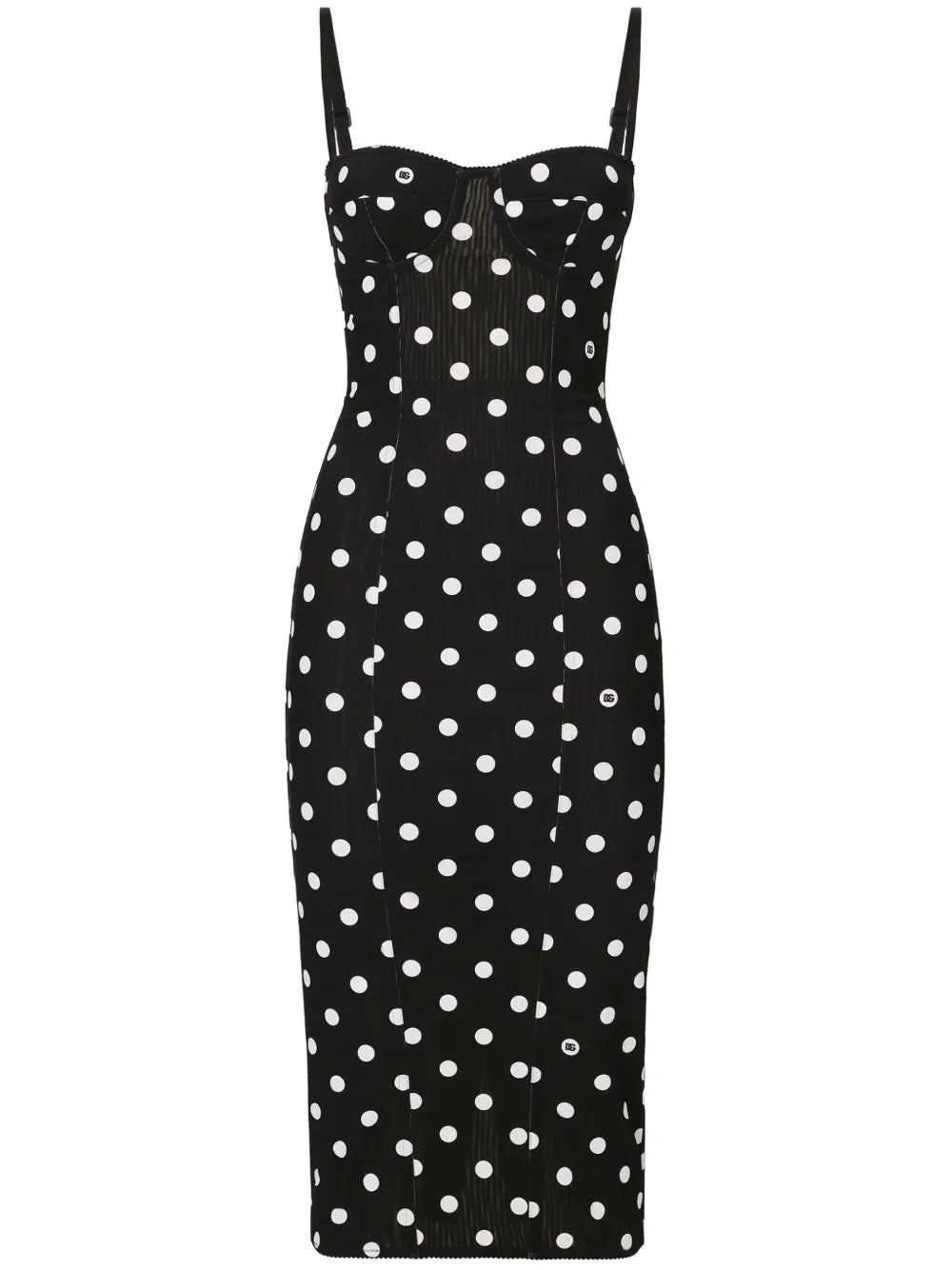 Polka-Dot Corset Midi Dress