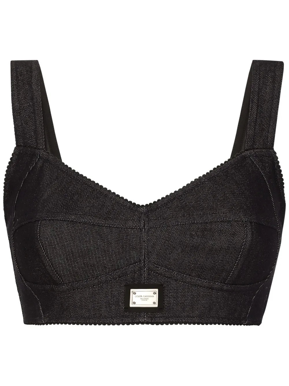 Logo-Tag Denim Corset Top