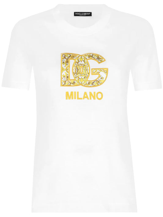 Dg-Embroidered Cotton T-Shirt