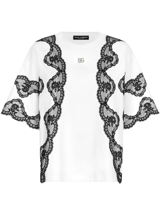 Lace-Detail Short-Sleeve T-Shirt
