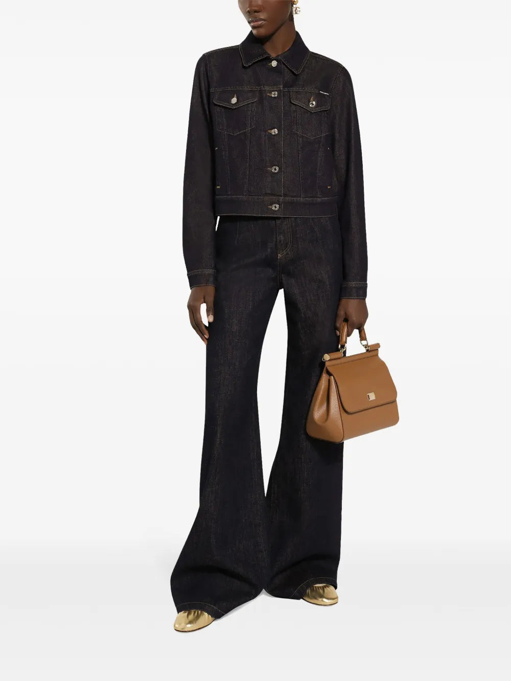 Logo-Plaque Cropped Denim Jacket