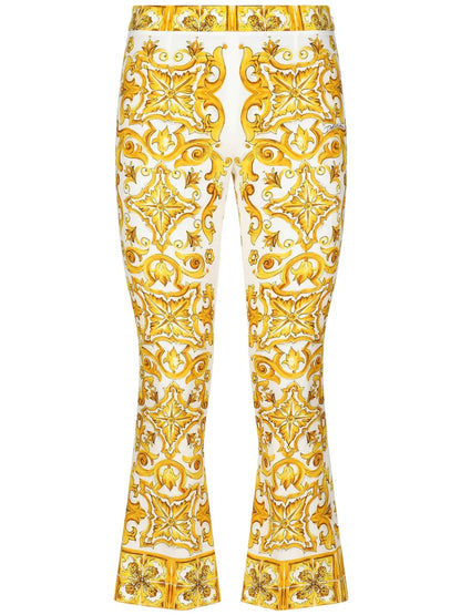 Majolica-Print Flared Trousers