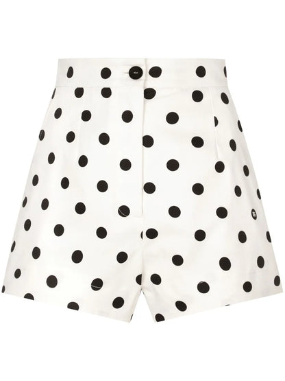 Polka Dot-Print High-Waisted Shorts