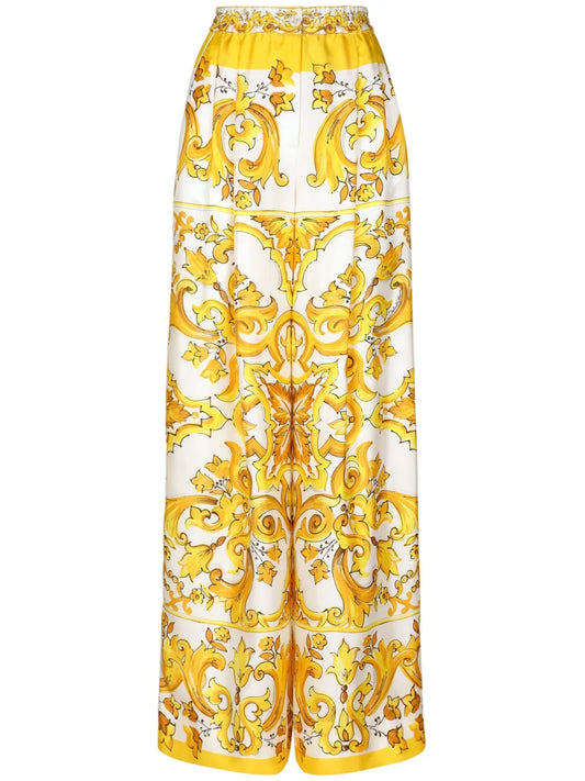 Wide-Leg Silk Trousers