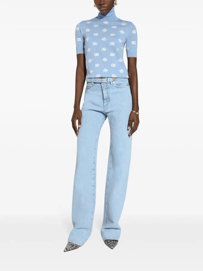 High-Waisted Slim-Legged Jeans