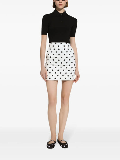 Short-Sleeve Fine-Knit Polo Shirt