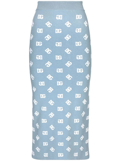 Logo-Print Straight Skirt