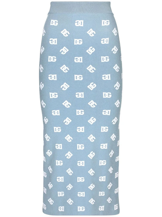 Logo-Print Straight Skirt
