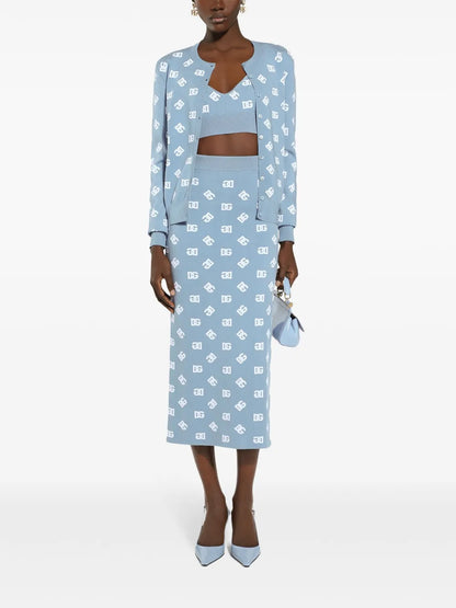Logo-Print Straight Skirt
