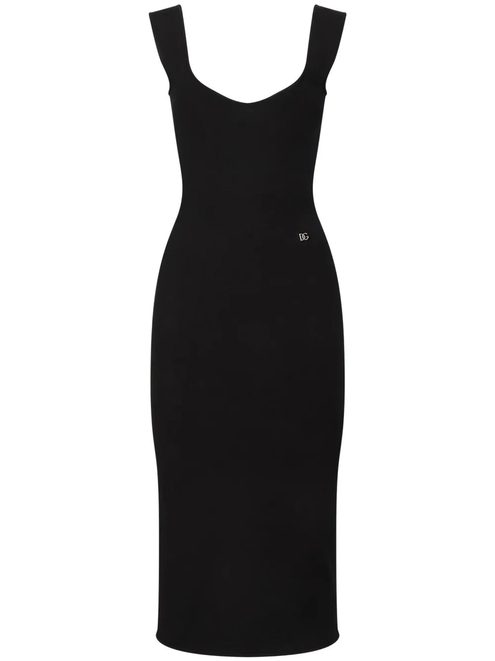 Layered-Neck Midi Dress