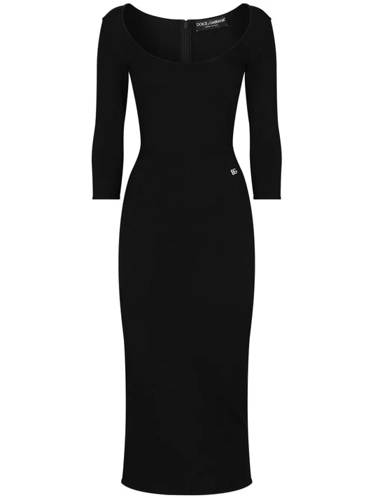 Logo-Plaque Midi Dress