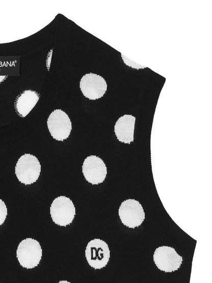 Polka-Dot Knitted Vest