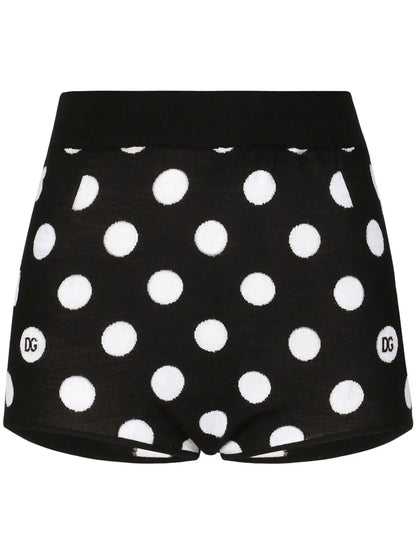 Polka Dot-Pattern High-Waisted Shorts